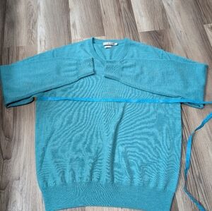 Peter Millar Mens Medium, 100% Merino Wool V-Neck Sweater, Aqua/Teal, Golf